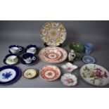 A Collection of Ceramics to Include Four Cobalt Blue and Decorated Aynsley Teacups and Saucers,