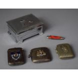 A Mid 20th Century Chromed Rectangular Box with Santa Maria Relief Decoration to Lid Together with