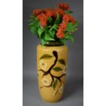 A Large German Glazed Ceramic Vase Containing Artificial Flowers, Vase 44cm High