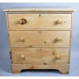 A Stripped Pine Three Drawer Bedroom Chest, 80cm wide