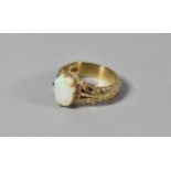 A 9ct Gold Ring Set with Cabochon Cut Synthetic Opal, 1x0.8cm, London Hallmark, Size L 4.8g