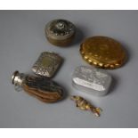 A Collection of Vintage Items to Include Musical Powder Compact, Articulated Fish Pendant, Silver