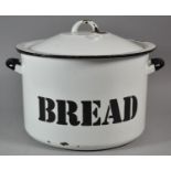 A Vintage Circular Enamel Bread Bin with Two Carrying Handles, 31cm Diameter