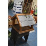 A Slate Roof Bird Table, Vintage Stool and a Wire Bird Frame