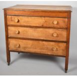 An Edwardian Oak Bedroom Chest of Three Long Drawers, 85cm wide