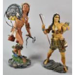 Two Resin Figural Studies of American Indians, Tallest 37cm