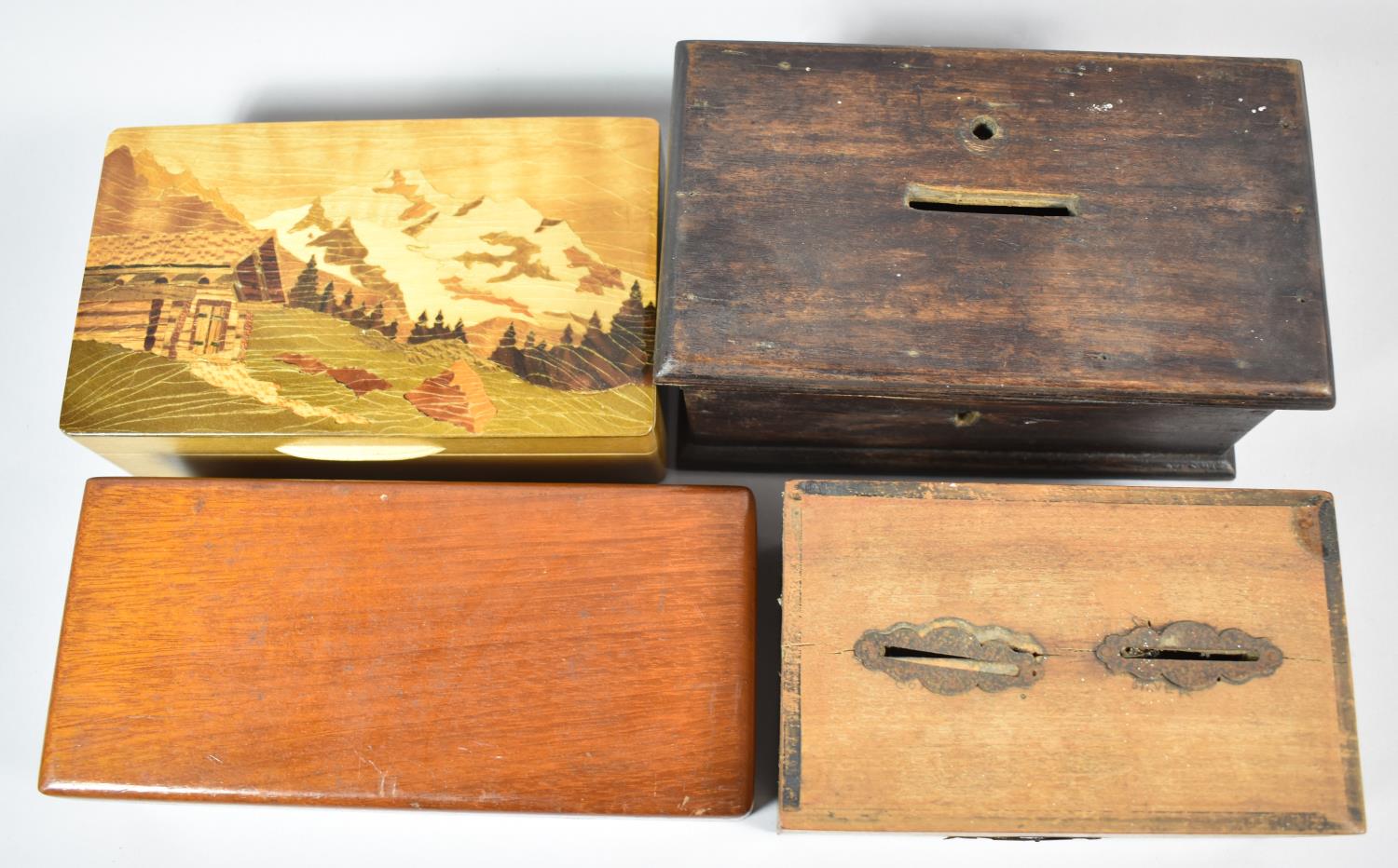 A Collection of Four Wooden Boxes to Include Two Money Boxes, Inlaid Continental Cigarette Box and a - Image 2 of 2