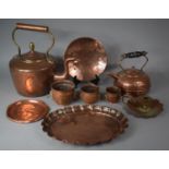 A Collection of Copper Items to Include 19th Century Copper Kettle with Acorn Finial, Smaller