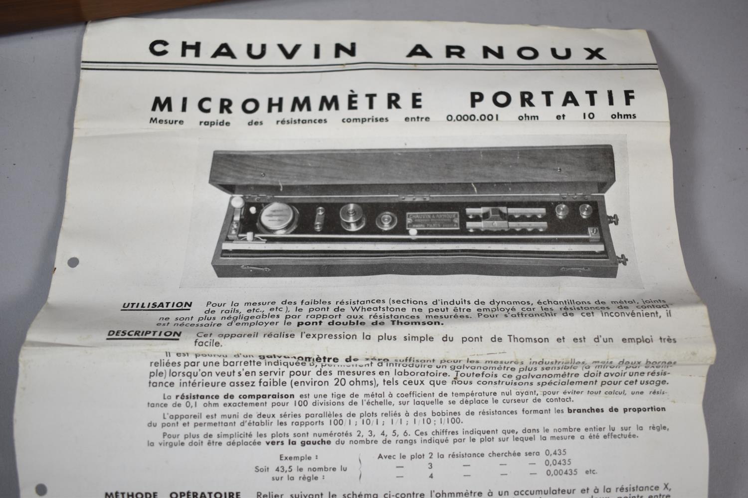 A Cased French Portable Microhmmeter, With Instruction Booklet, 49.5cm long - Image 2 of 4