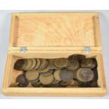 A Wooden Rectangular Box Containing Mainly Victorian Copper Coinage