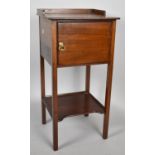 An Edwardian Mahogany Galleried Bedside Cabinet with Stretcher Shelf, 36cm Wide