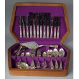 A Cased Canteen of Silver Plated Kings Pattern and Other Cutlery Together with Three Sugar Bows