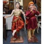 A Pair of Composition Mannequin Figures in the Form of Dancing Indian Girl and Musician, 124cm high