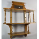 A Modern Light Oak Three Tier Wall Shelf with Mirror Gallery, 51cm wide