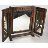 An Edwardian Oak Framed Triple Dressing Table Mirror, 54.5cm high