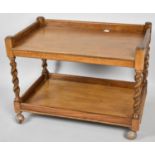 An Oak Two Tier Trolley with Galleried Top and Barley Twist Supports, 60cm wide