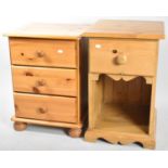 A Modern Pine Three Drawer Bedside Chest and a Modern Pine Bedside Cabinet with Top Drawer