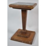 A Small Edwardian Mahogany Pedestal of Square Form on Tapering Square Support, Faux Marble Top, 27.