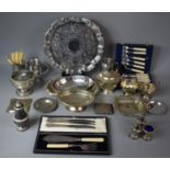 A Collection of Silver Plated Items to Include Cased Canteen of Cutlery, Various Bone and Silver