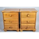 A Pair of Modern Pine Three Drawer Bedside Cabinets, Each 46cm Wide