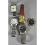 A Collection of Five Mixed Wrist Watches in Need of Attention