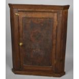 A Late 19th/Early 20th Century Wall Hanging Corner Cupboard with Shelved Interior Faux Tooled