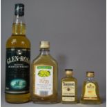 A Bottle of Glen Rosa Blended Whisky, Half Bottle of Grape Wine and Two Miniature Whiskies