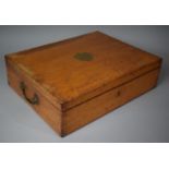 An Edwardian Oak Fitted Canteen Cutlery Box by Elkington and Co., Brass Side Carrying Handles and