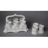 Two Continental Continental Ceramic Sets of Six and Three Egg Cups on Carrying Stands