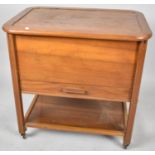 A Mid 20th Century Walnut Sewing Trolley with Lift Top to Satin Lined Interior, Centre Drawer and