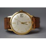 A Vintage Hefik Incabloc Gold Cased Wristwatch with Stainless Steel Back and Leather Strap,