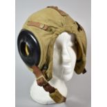 A Vintage American Air Force Summer Flying Helmet, Size L by Bates Shoe Company, with Label