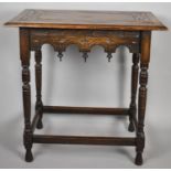 A Rectangular Oak Side Table with Carved Top, 76cm x 46cm x 75cm high