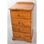 A Modern Pine Chest of Four Drawers with Galleried Top, Bracket Feet, 44cm wide