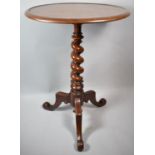 A Late Victorian Mahogany Circular Topped Tripod Table with Barley Twist Support, 48cm Diameter