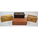 A Collection of Four Wooden Boxes to Include Two Money Boxes, Inlaid Continental Cigarette Box and a