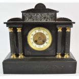 A French Slate Mantel Clock of Architectural Form, 35cm wide