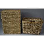 A Woven Wicker Two Division Magazine Rack and a Clothes Box
