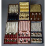 Six Cased Sets of Various Vintage Coffee Spoons