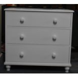 A Modern White Painted Three Drawer Chest, 81cm wide