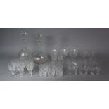 A Collection of Etched and Cut Glasses to Include Two Decanters, Six Corbett Sherries, Six Stuart