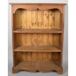 A Modern Stained Pine Three Shelf Open Bookcase, 78cm wide