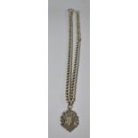 A Silver Watch Chain and Pierced Fob, 85.9g
