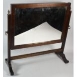 An Edwardian Mahogany Framed Rectangular Swing Dressing Table Mirror with Brass Finials, 52cm wide