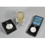 A Cased Gents Swatch Wrist Watch, Silver Gents Pocket Watch and Continental Silver Ladies Pocket