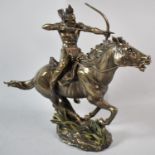 A Bronze Effect Resin Study of American Indian on Pony, 31cm Long