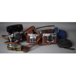 A Collection of Four Vintage Cameras to Include Zeiss Ikon, Kallo, Pentacon Together with Light