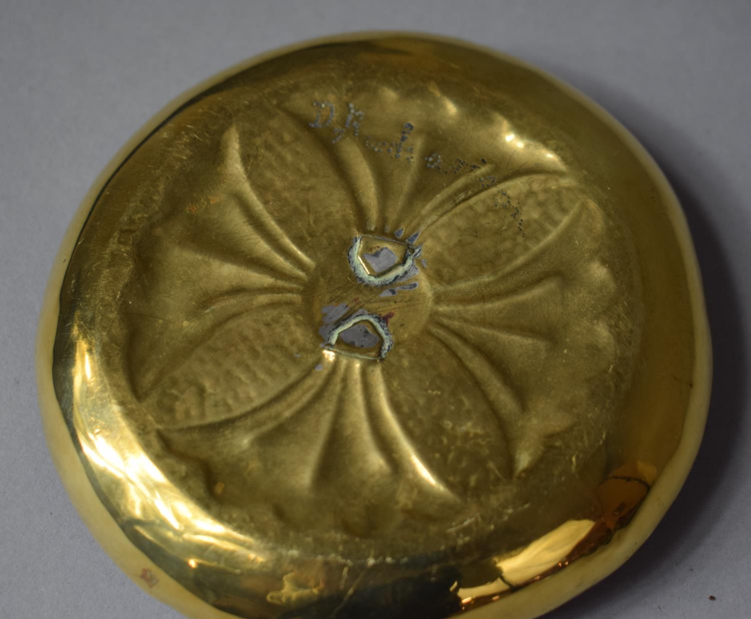 A Keswick School of Art Hand Made Brass Circular Candlestick Signed D Richardson, 11.25cm Diameter - Image 3 of 3