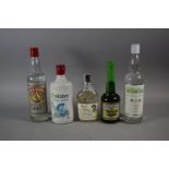 Five Bottles of Spirits to Include Gin, Rum, Genepi, Scotch Apple and Austrian Vodka