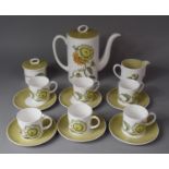 A Susie Cooper Sunflower Pattern Coffee Set to Comprise, Pot, Lidded Sugar, Coffee Cans, Saucers
